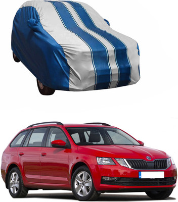 Purpleheart Car Cover For Skoda Octavia (With Mirror Pockets)(White, Blue)