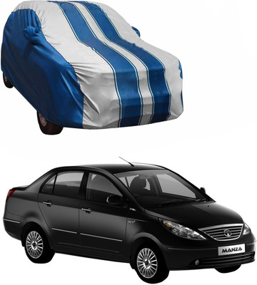 Purpleheart Car Cover For Tata Manza (With Mirror Pockets)(White, Blue)