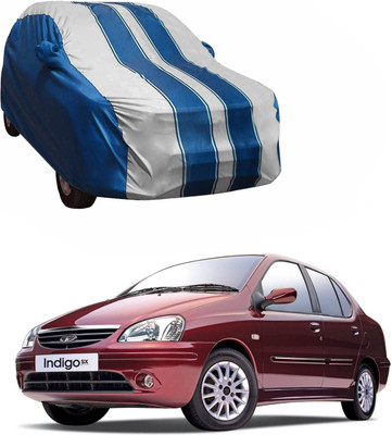 Purpleheart Car Cover For Tata Indigo CS (With Mirror Pockets)(White, Blue)