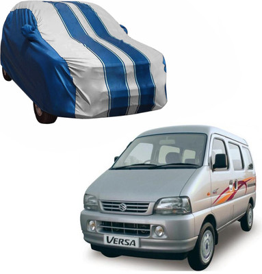 Purpleheart Car Cover For Nissan Versa (With Mirror Pockets)(White, Blue)
