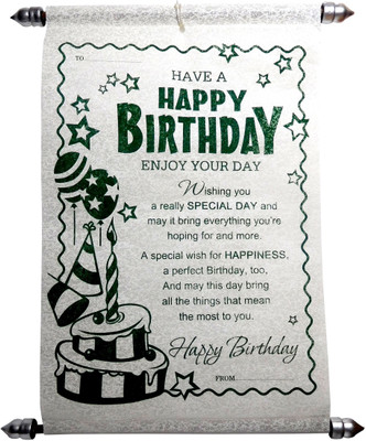 

Siddhi Gifts Birthday Gifts For Wife - Happy Birthday Scroll Greeting Card Greeting Card(Green, Pack of 1)