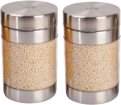 

JVL Twister Clear Canister-Matt Finish - 450 ml Steel Grocery Container(Pack of 2, Clear)