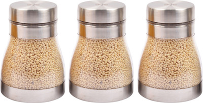 

JVL Pot Twister Canister - 1300 ml Steel Grocery Container, Tea Coffee & Sugar Container, Pickle Container & Salt Pepper Container(Pack of 3, Clear)