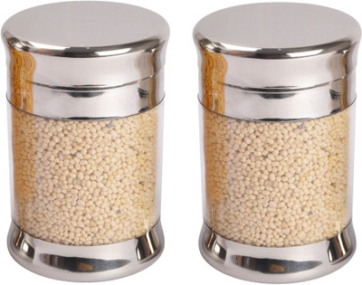 

JVL Option Clear Canister - 750 ml Steel Grocery Container, Tea Coffee & Sugar Container, Pickle Container & Salt Pepper Container(Pack of 2, Clear)