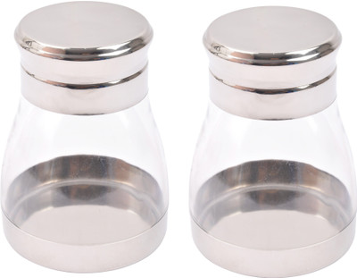 

JVL Revive Pot Canister - 500 ml Steel Grocery Container, Tea Coffee & Sugar Container, Pickle Container & Salt Pepper Container(Pack of 2, Clear)