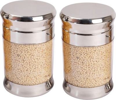 

JVL Fusion Canister - 1350 ml Steel Grocery Container(Pack of 2, Clear)