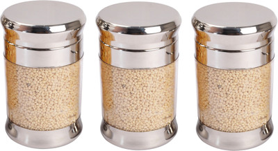 

JVL Fusion Canister - 1350 ml Steel Grocery Container(Pack of 3, Clear)