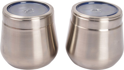 

JVL Belly Canister - 800 ml Steel Grocery Container, Tea Coffee & Sugar Container, Pickle Container & Salt Pepper Container(Pack of 2, Silver)