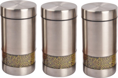 JVL Magic Twister Canister - 900 ml Steel Grocery Container(Pack of 3, Steel) available at flipkart for Rs.1250