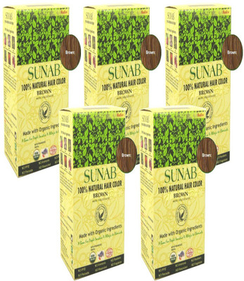 

Radico Sunab Certified Organic And 100% Natural Brown ( 5 IN 1 Pack) Hair Color(BROWN)