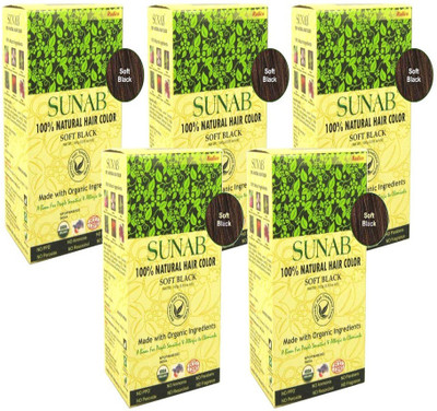 

RADICO Sunab Certified Organic And 100% Natural Soft Black (5 IN 1 Pack) Hair Color(bLACK)