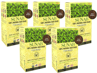 

Radico Sunab Certified Organic And 100% Natural Dark Brown ( 5 IN 1 Pack) Hair Color(Dark Brown)