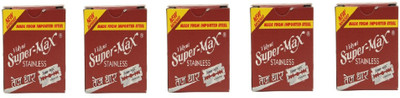 

Super Max Stainless Blade Set of 5 Saloon Pack, (250 Blades)(Pack of 5)