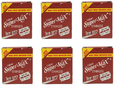 

Super Max Stainless Blade Set of 6 Saloon Pack, (300 Blades)(Pack of 6)