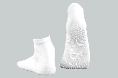 NOFALL Non-Slip White Color Cotton Socks Men Self Design Ankle Length(Pack of 2)