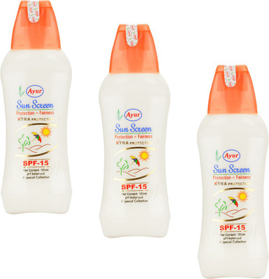 

Ayur Sunscreen Spf 15 Pack of 3 - SPF 15 PA+(100 ml)
