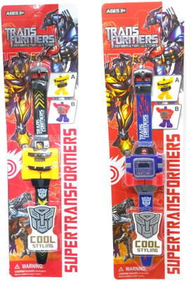 

VShine Transformer Watch Band for kids Optimus Prime and Bumblebee Set of 2(Yellow, Blue)