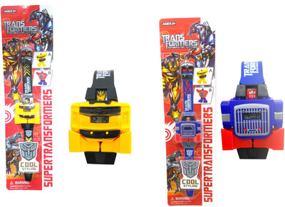 

HALO NATION Transformer Watch Watch for kids Optimus Prime and Bumblebee Set of 2(Yellow, Blue)
