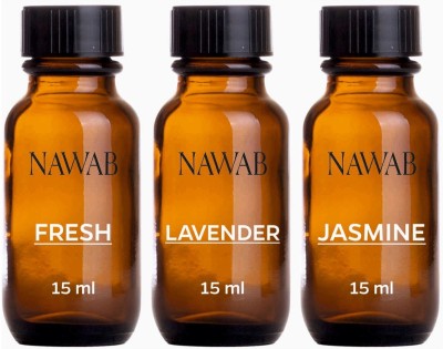 NAWAB essential aroma Diffuser oil(Fresh,Lavender,Jasmine-15ml each) Aroma Oil