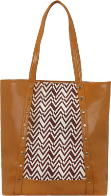 

Bagclan Designer tote bag with double compartments - Tan/Red Shoulder Bag(Brown, Black, 12 L)