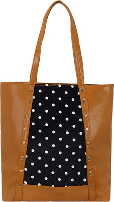 

Bagclan Designer tote bag with double compartments - Tan/Polka Shoulder Bag(Brown, 12 L)