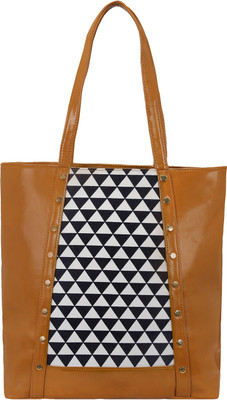 

Bagclan Designer tote bag with double compartments - Tan/Navy blue Shoulder Bag(Brown, 12 L)