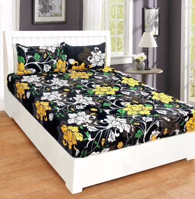 GOODLYF 144 TC Polyester Double Printed Flat Bedsheet(Pack of 1, Black)