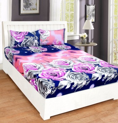 GOODLYF 144 TC Polyester Double Floral Flat Bedsheet(Pack of 1, Multicolor)