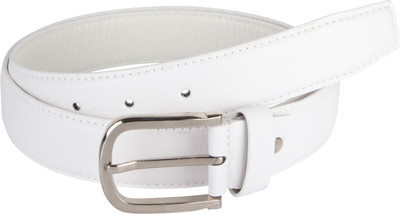

HT Collections Men Casual, Evening, Formal, Party White Artificial Leather Belt