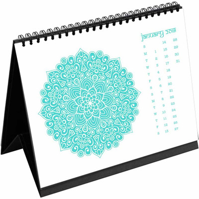 

Clixicle Clixicle 2018 Calendar Mandala - White Color - 6in x 8in 2018 Table Calendar(White, Mandala)