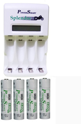 Power Smart PS346 4×2300 mAh Camera Battery Charger(White)