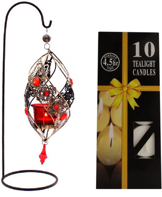 

Devinez Decorative Tealight Hanging Holder with 10 Tealight Candles Steel Tealight Holder(Blue, Pack of 1)