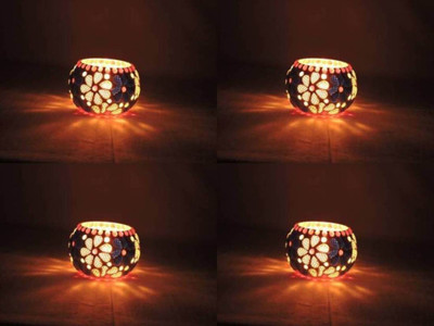

Arus Arus Mosaic Tea Light Glass Tealight Holder Set(Multicolor, Pack of 4)