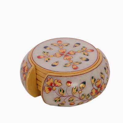 

eCraftIndia Floral Marble Marble Tealight Holder(Multicolor, Pack of 1)