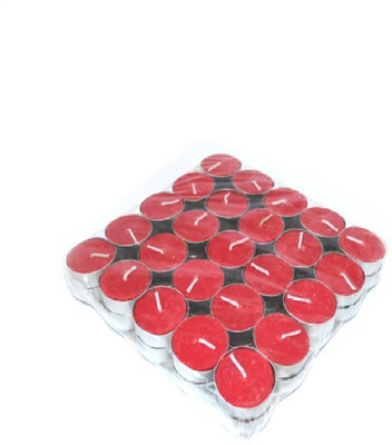 

manogyam red color tea light candle set 50 candles Candle(Red, Pack of 50)