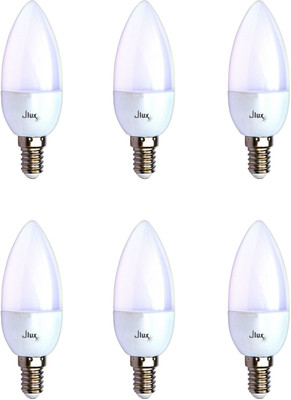 

JLux 7-Watt LED Dimmable Candle Lights, White Colour (6500k), E14 Small Screw Holder, Pack of 6 Chandelier Ceiling Lamp