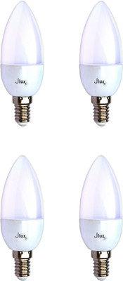 

JLux 7-Watt Dimmable LED Candle Light, White Colour (6500k), Standard E14 Small Screw Holder, Pack of 4 Chandelier Ceiling Lamp