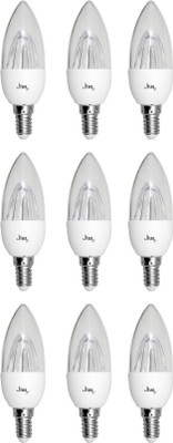

JLux 7-Watt Dimmable LED Candle Lights with Designer Lens, Warm-white Colour (3000K), Standard E14 Small Screw Holder, Pack of 9 For Wall Lamps And Chandelier Ceiling Lamp