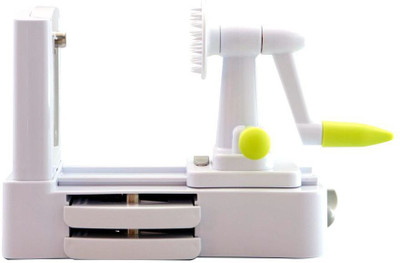 

Telebrands Veggie Cut Fruits & Vegetable Cutter Chopper(Three chrome steel blades including a shredding, chipping & slicing blade., Integral storage compartment for holding blades.), White