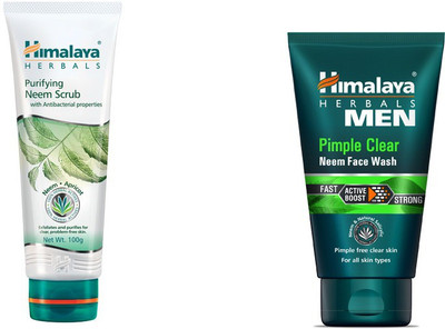 

Himalaya Purifying Neem Scrub, Men Pimple Clear Neem Face Wash(Set of 2)