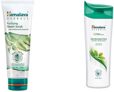 

Himalaya Purifying Neem Scrub, Gentle Daily Care Protein Shampoo(Set of 2)