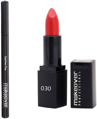 

Makeover Sharp Eyeliner pen Miracle Green 1.ml Haute Red Lipstick-9ml(Set of 2)