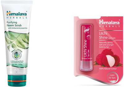 

Himalaya Purifying Neem Scrub, Litchi Shine Lip Care(Set of 2)
