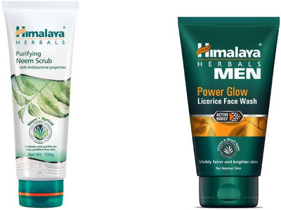 

Himalaya Purifying Neem Scrub, Men Power Glow Licorice Face Wash(Set of 2)