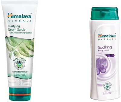 

Himalaya Purifying Neem Scrub, Soothing Body Lotion(Set of 2)