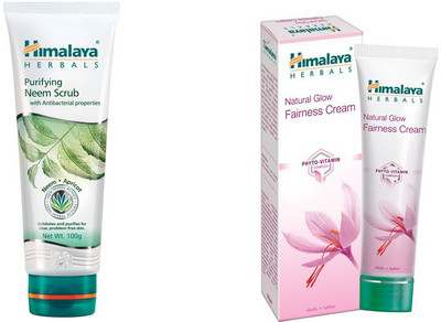 Himalaya Purifying Neem Scrub, Natural Glow Fairness Cream(Set of 2)