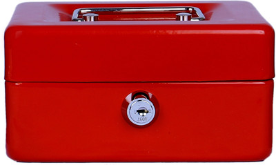 

shraddha collections 2 Compartments STEEL CASH BOX(Red)