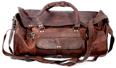 

iconicstyle ICS's PC 24" Flapped Duffel Travel Gym Overnight Weekend Leather Bag Gym Bag(Brown)