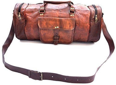 

CraftShades (Expandable) Handmade leather duffel bag Travel Duffel Bag(Brown)