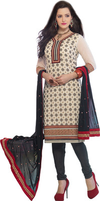 

BanoRani Jacquard Embroidered Dress/Top Material(Un-stitched), Black